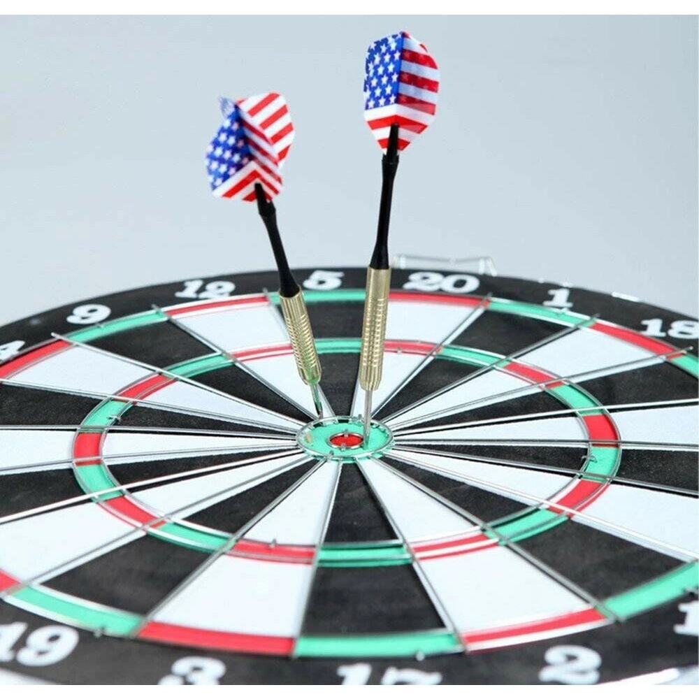 Set of 6 High Quality Steel Needle Tip Darts with American Flag Dart Flights